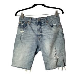 GAP Bermuda Shorts High Rise Jorts Size 26 or 2P Petite Distressed Stretchy